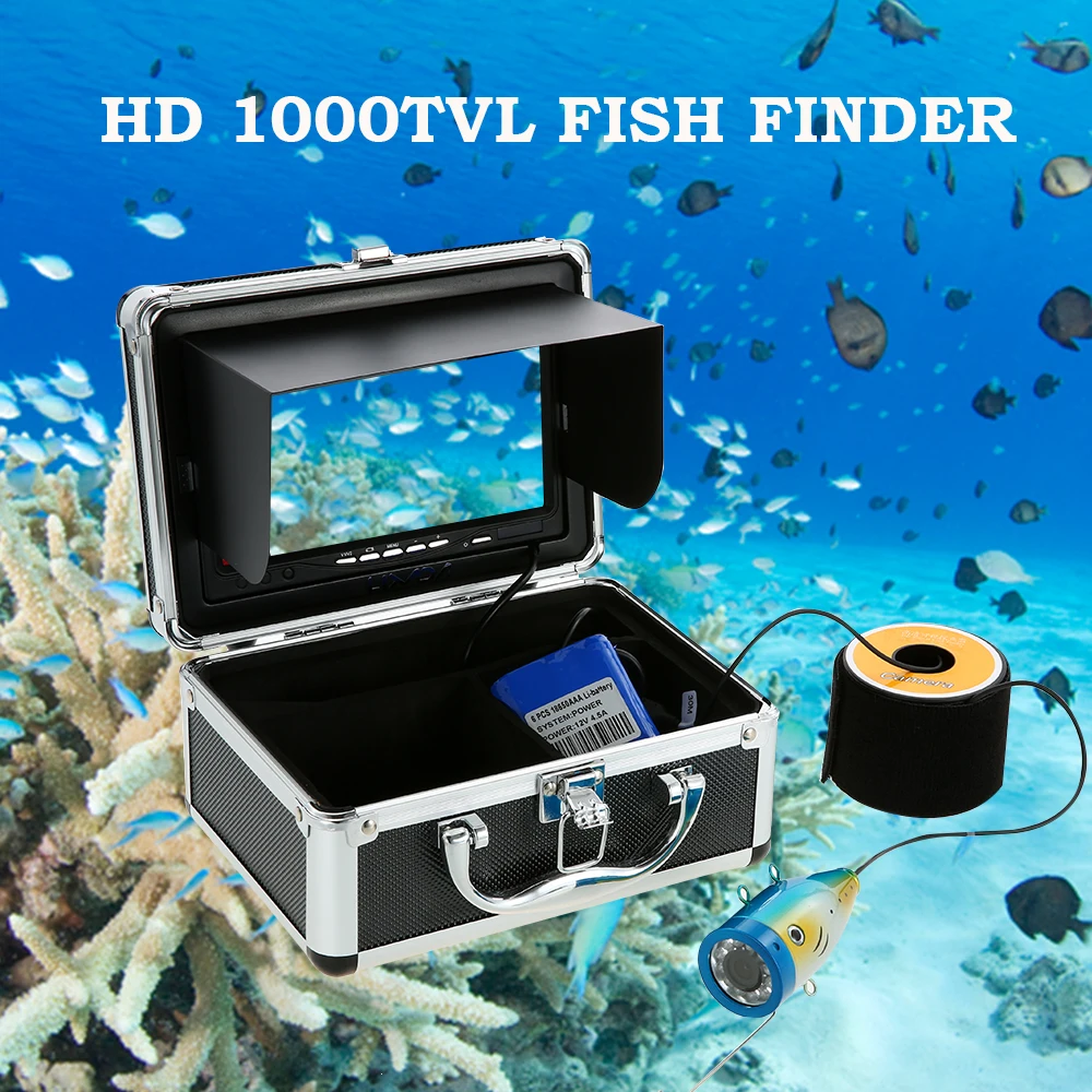 15 м/30 м кабель 1000tvl Рыболокаторы Подводные 7 ''ЖК-дисплей видео Камера Мониторы с Защита от солнца козырек 12LED Рыбалка камера Fishfinder EU/US
