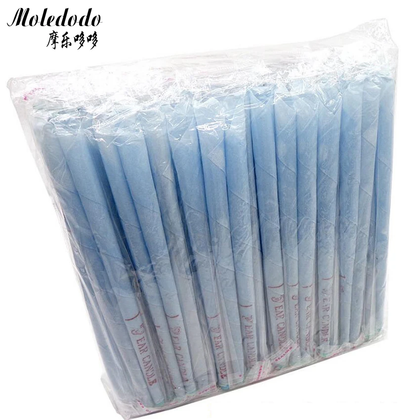 

100Pcs/Set Blue Ear Cleaner Wax Removal Ear Candles Treatment Care Healthy Horn with Earplugs D50