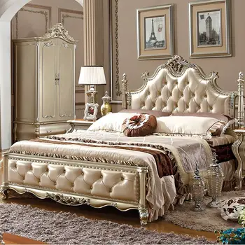 

Russia luxury hotel high quality gold leather bed