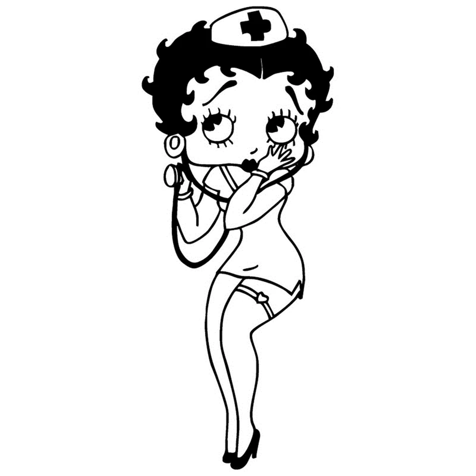 Betty Boop Nurse Cartoon Decor Vinyl Stickers Decals Car-Styling Creative Fashion Waterproof Car Body Wall Stickers 7.6cm18 (5)