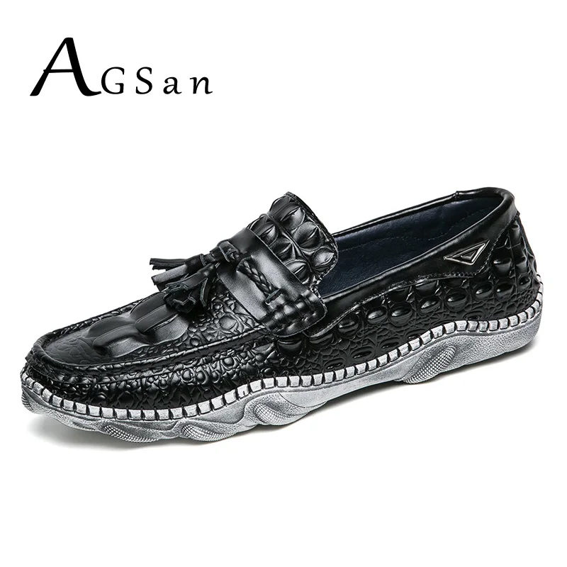 Agsan Для мужчин кисточкой Лоферы для женщин Пояса из натуральной кожи Мокасины, обувь для вождения слипоны Повседневная Мужская обувь