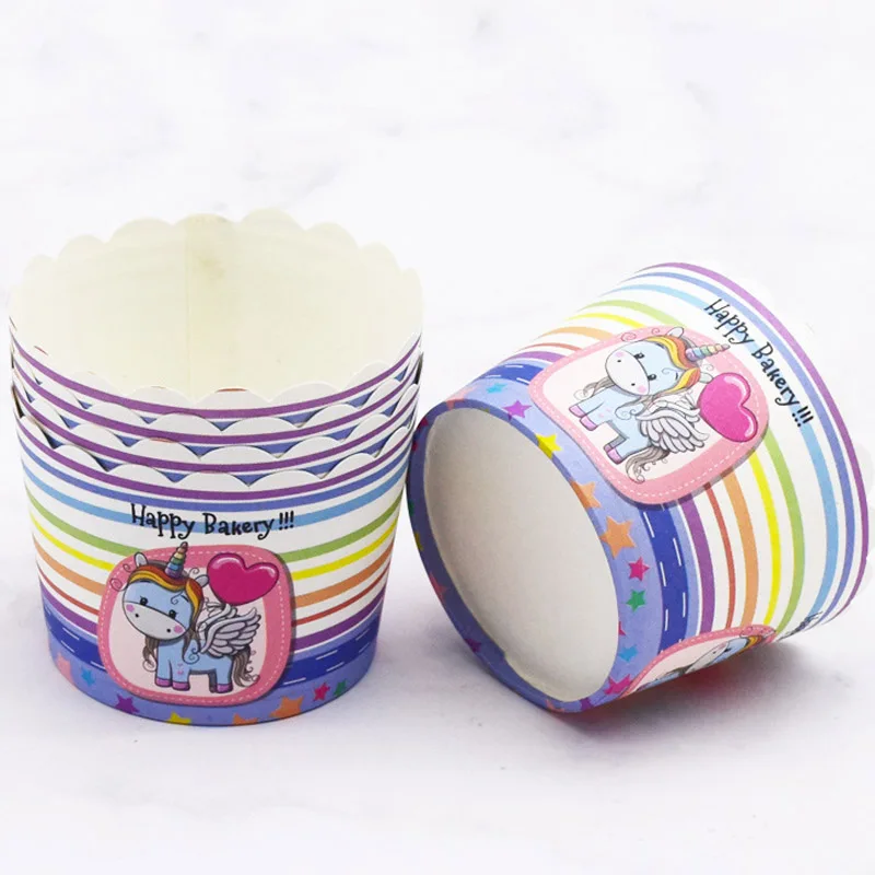 100pcs Colorful Rainbow Horse Love Heart Flowers Duck cupcake liners paper baking cup decorative wedding birthday party favors | Дом и сад