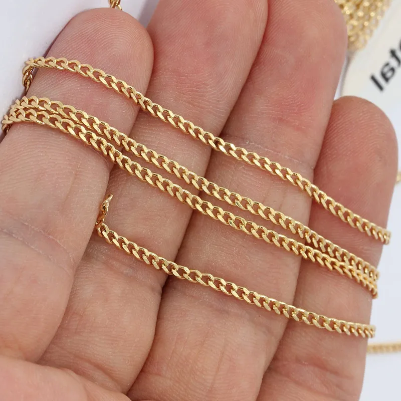 

1M (3.3feet). raw brass 24k Shiny Gold Chain Necklace ..( .Nickel Safe Lead Safe) Size :2mm Soldered Chain BXB129