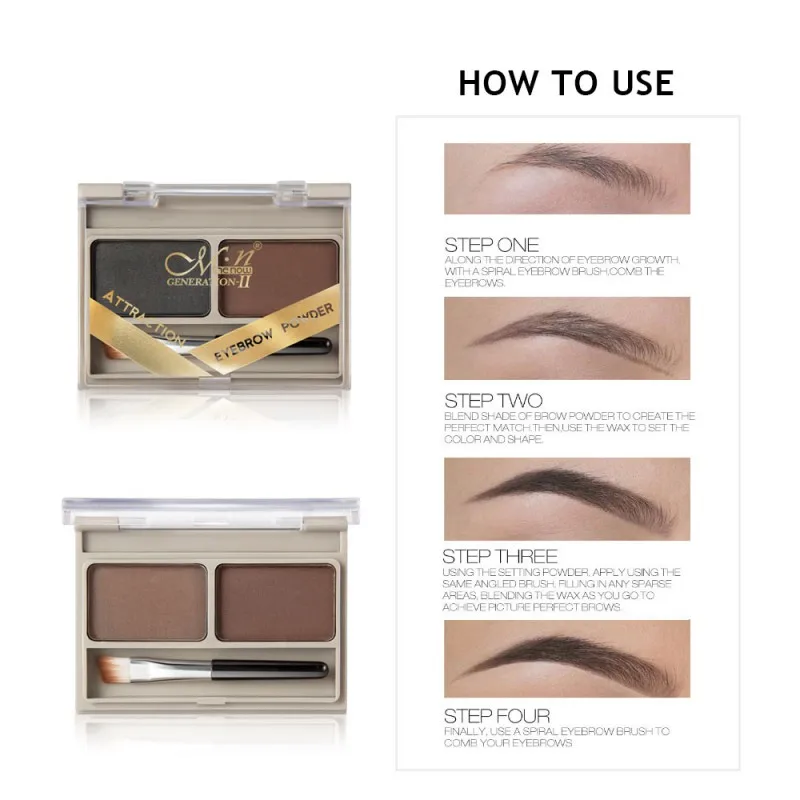 1PC Eye Brow Enhancer Professional Waterproof Makeup Eye Shadow 2 Color Eyebrow Powder Palette Cosmetic