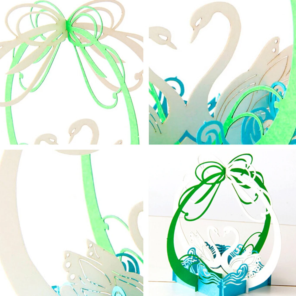 

3D pop up handmade laser cut vintage cards Swan Couple creative gifts postcard birthday greeting cards for lovers