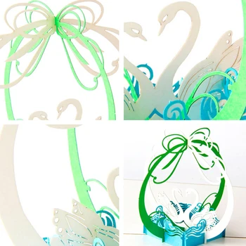 

3D pop up handmade laser cut vintage cards Swan Couple creative gifts postcard birthday greeting cards for lovers