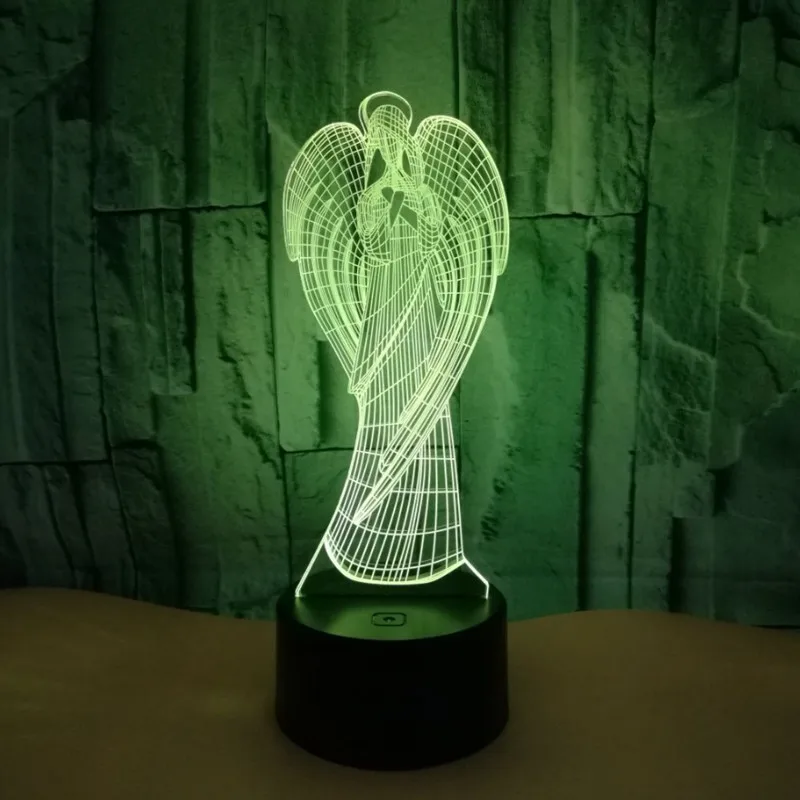 Colorful Touch Led Night Light 3d Illusion USB Atmosphere Table Lamp for Children Baby Kids Gift Bedside Bedroom Angel