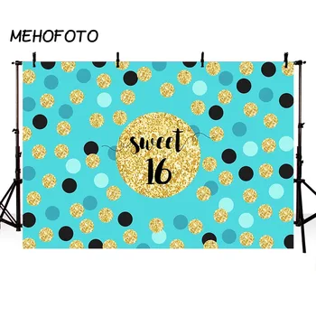 

Sweet 16th Backdrops Gold Wave Point Birthday Party Decorations Photography Backdrop for Photo Booth Background Supplies