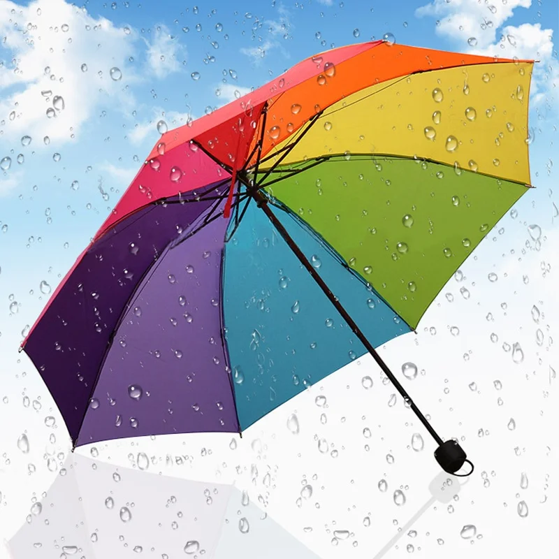 Детский зонт, разноцветный Радужный складной зонтик, Детские Зонты, защита от дождя, Guarda Chuva Paraguas Parapluie