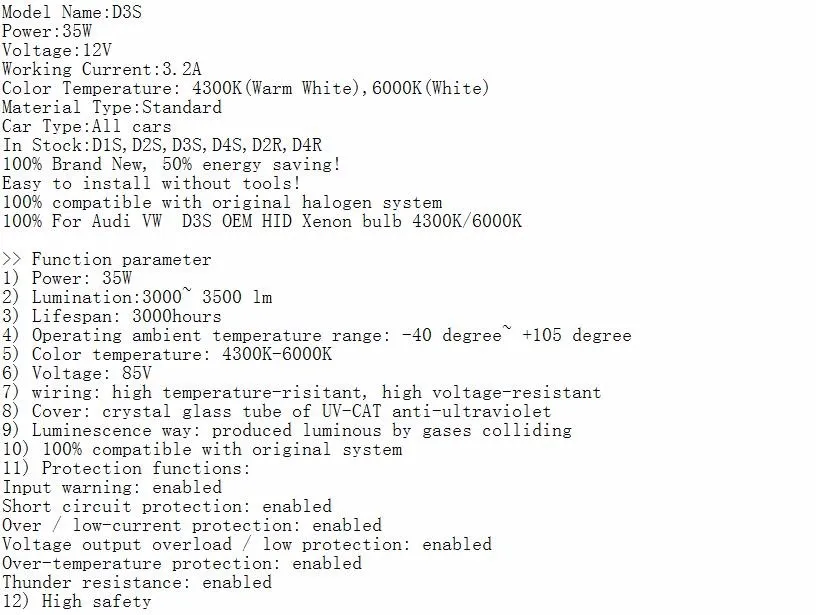 2 шт./лот D1S D3S D2S D2R D4S D4R 4300K 6000K Ксеноновые лампы Освещение Фары Автомобиля 12 в 35 Вт для Audi VW BMW Benz