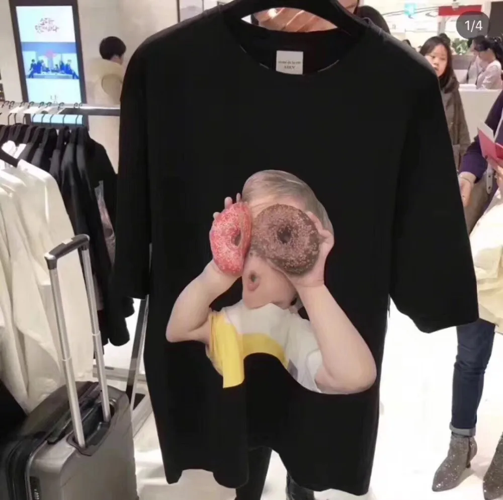 

High Quality Men Women Fashion Donut black t shirt France hot couple Print Letters ADLV T Shirt tops bosom friend tee shirt
