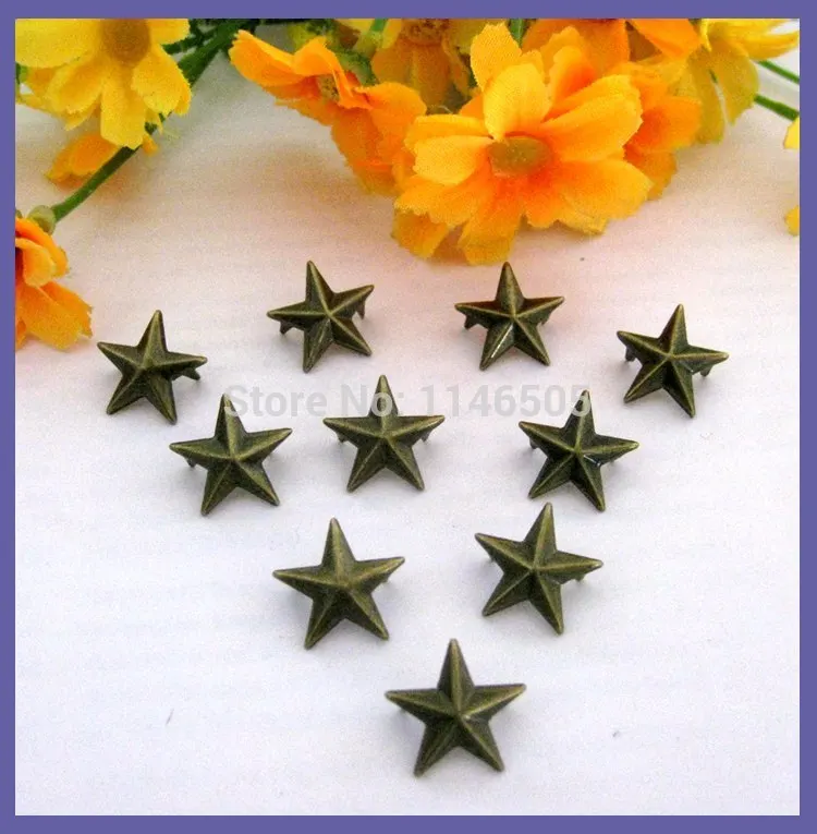 Wholesale 200pcs 15mm Bronze Star Metal Studs, Rivet and Spike