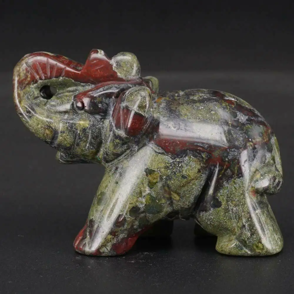 Фигурки слонов ремесло резные NaturalDragon Bloodstone мини животное декоративная статуэтка Чакра Исцеление 2 дюйма