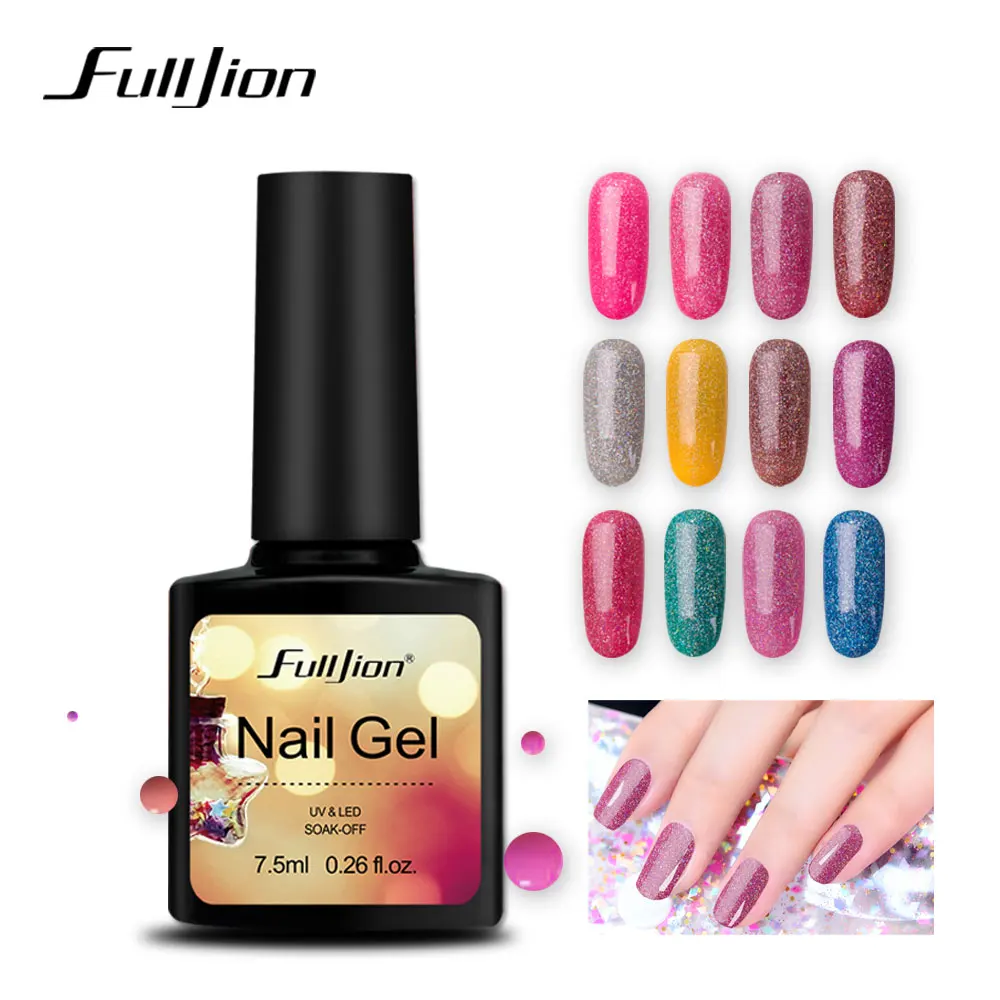 Fulljion Neon Gel Nail Polish 7.5ml UV LED Gel Varnish Soak Off Shimmer ...