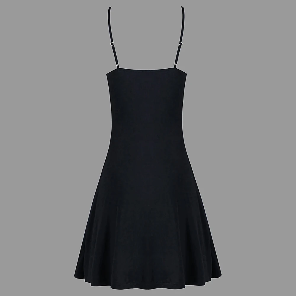 VESTLINDA Mini Slip Dress With Lace Spaghetti Strap Sleeveless Swing Dress Women Casual Summer Dresses 2018 Vestidos De Festa 8