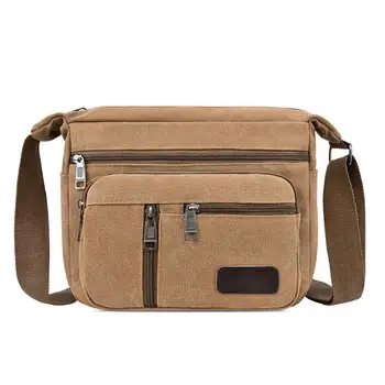 

New Canvas Shoulder Bags for Men Solid Colors Messenger Bags Travel Handbags Vintage Style Crossbody Bags 2019 Multiple Pockets