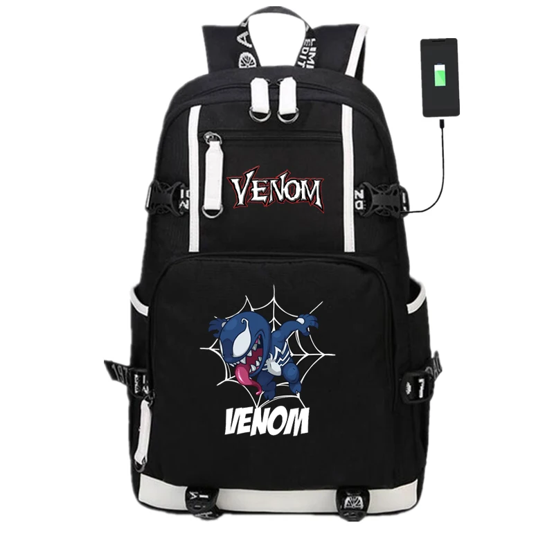 92104 Школьный Рюкзак Spider-man Venom, рюкзак с USB интерфейсом зарядки, сумки на плечо для ноутбука - Цвет: 92104