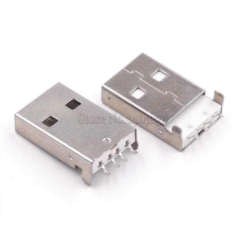 50 шт. USB 2,0 Мужской тип USB PCB разъем 180 градусов SMT Мужской USB Разъемы 4 контакта SMD