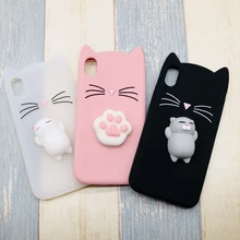 Cases For iphone 7 8 6 6S Plus 5 SE 3D Cute Japan Glitter Bearded Cat Squishy Cat case For iphone xr xs max Silicone cover