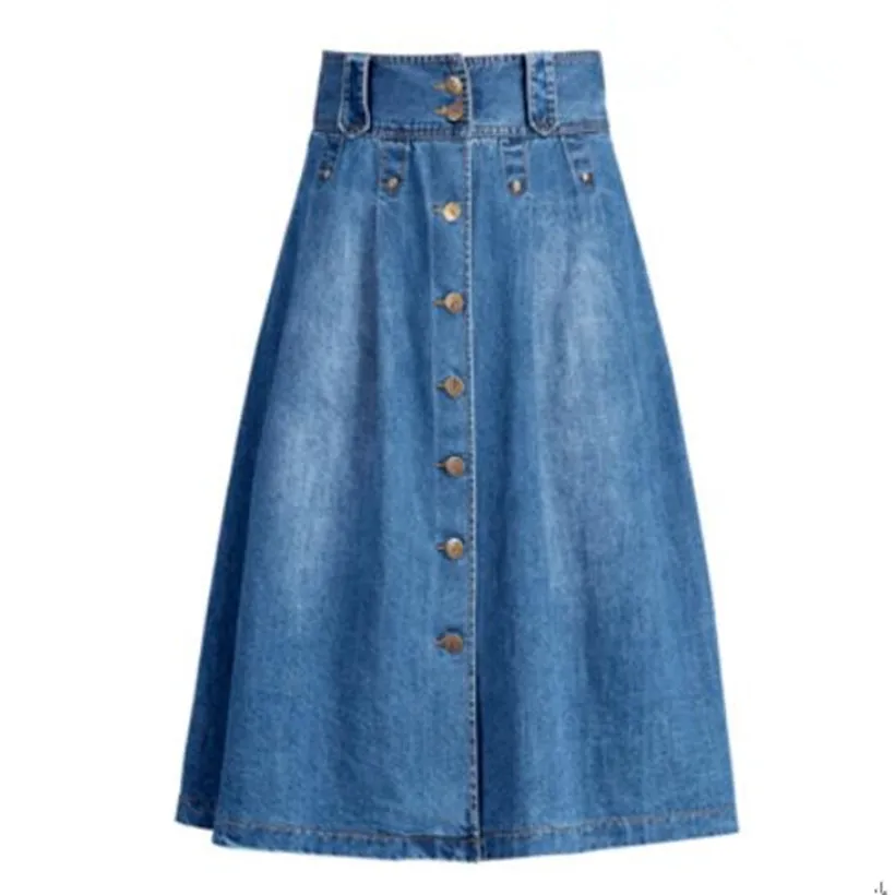 

plus size 4XL High Waist Denim Skirts Jeans Fashion Single Breasted Women knee-length Skirts