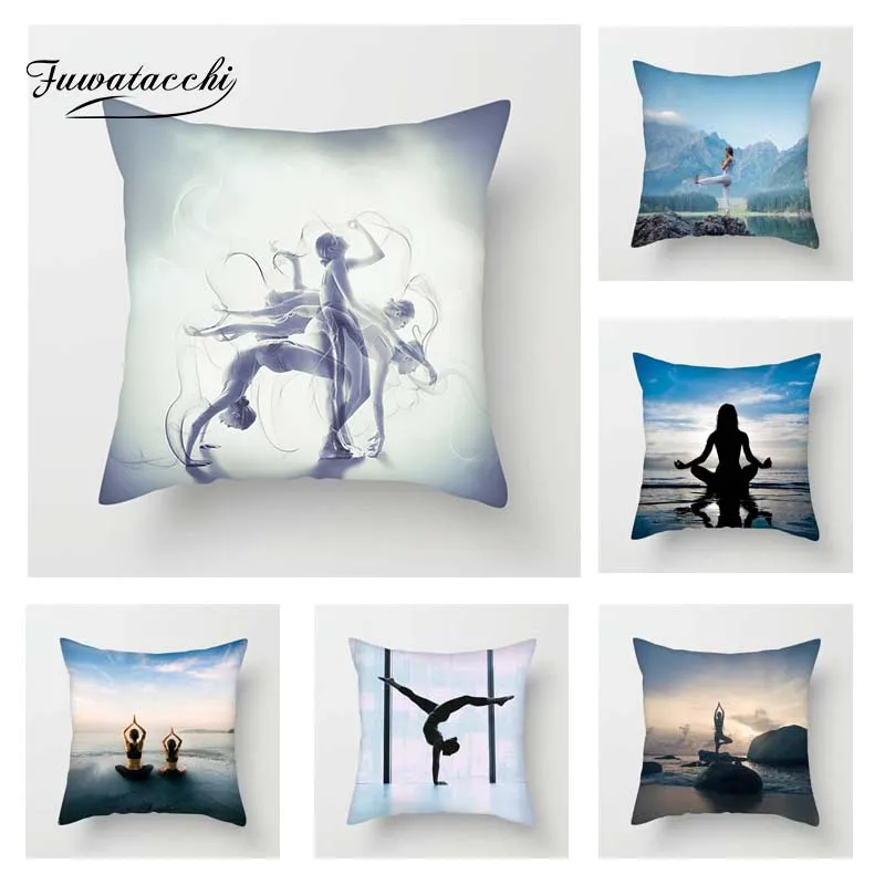 

Fuwatacchi Yoga Enthusiast Cushion Cover Yoga Sport Throw Pillow Cover Decorative Pillow Cover Sofa Pillow Case Pillowcase