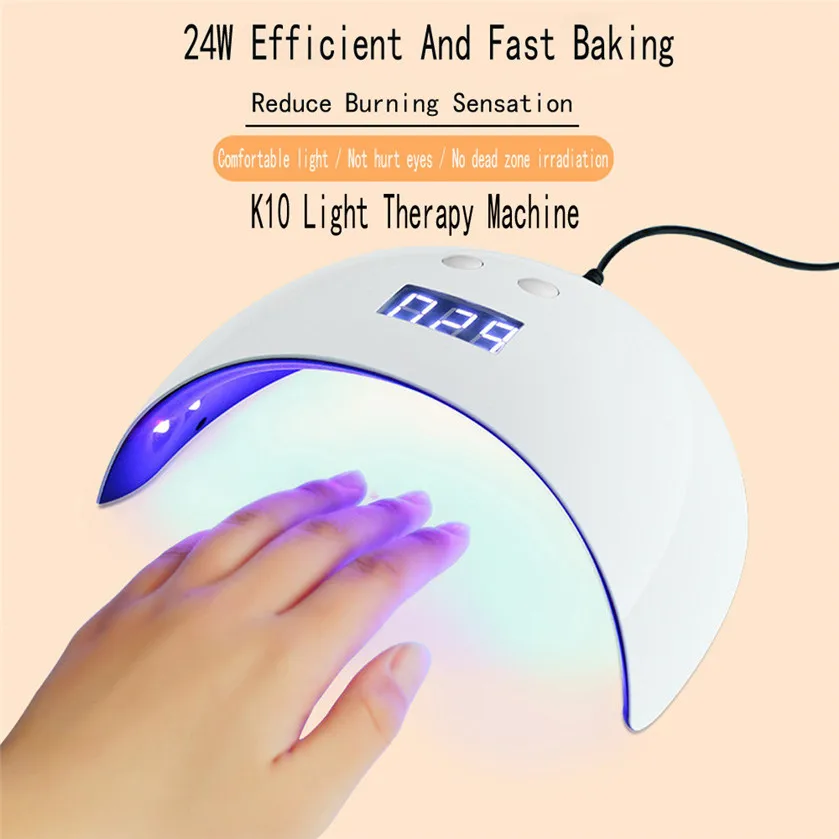 USB 24W LED Drying Curing Machine Tool UV Nail Dryers Light Lamp Polish Gel Machine for Curing UV Nail Gel USB Connector free - Цвет: Белый