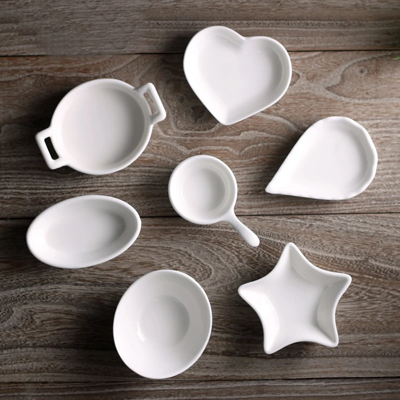 2PCS/Lot Japanese style White Ceramic Porcelain Home Dip Spice Dish Soy