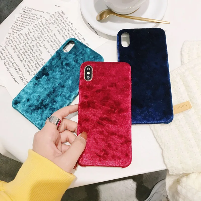 

Red Reflective Velvet Phone Case for iphone 6 6s 7 8 Plus Green All-inclusive Anti-fall Soft Cover XS Max XS XR X