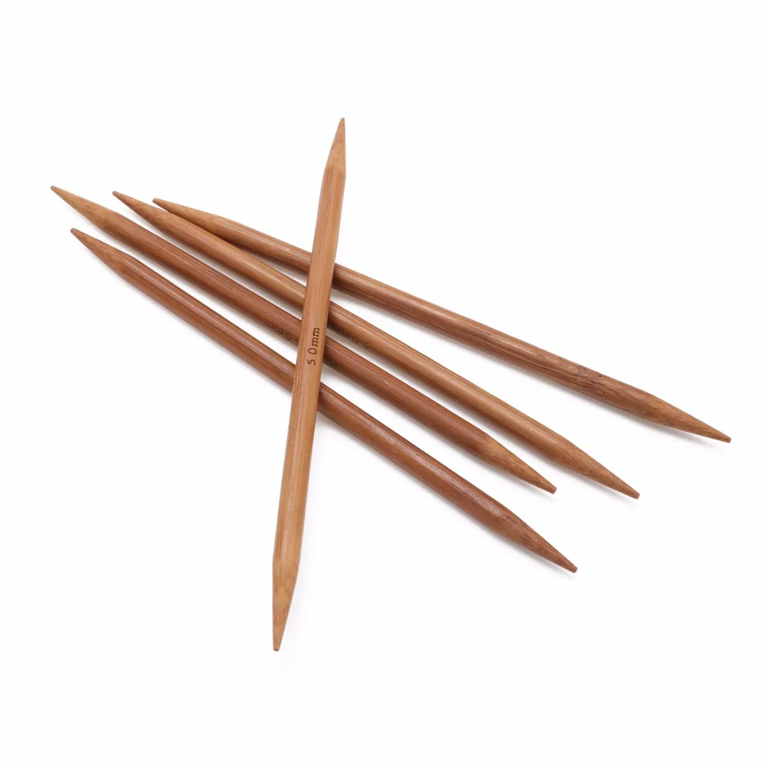 55pcs 5"/13cm Knitting Needles Double Pointed Carbonized Bamboo Smooth Needle Set DIY Sewing Weaving Craft Tools