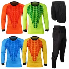 Новая Футбольная Футболка вратаря, комплекты с длинными рукавами, топы и штаны, брюки