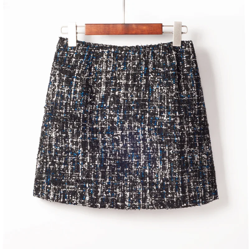 

2019 New Spring Fashion Small Fresh Style Sequins Tweed Pencil Skirt High Waist Bag Hip Skirt All-match Mini Skirt Free Shipping