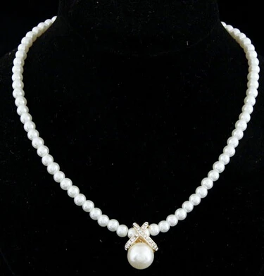 

New Collares Rhinestone Crystal Necklace Fashion Women Simulated Pearl Jewelry Gold Silver Choker Statement Necklaces Bib Collar