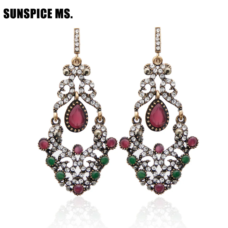 Новые яркие серьги в виде цветов турецкие Ретро Позолоченные висячие с крючком