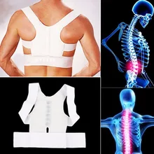 1 pc White Comfortable Magnetic Posture Support Corrector Back Body Pain Belt Brace Shoulder