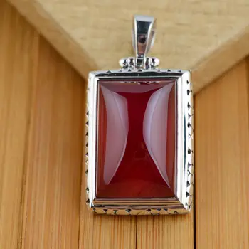 

S925 silver inlaid antique style female pendant style square autumn atmosphere