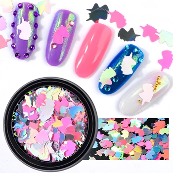 

MIOBLET 1 Box Unicorn Nail Glitter Mix Colors Ultra-thin Sequins Pigment Chrome Colorful Paillette Nail Art Decorations Manicure