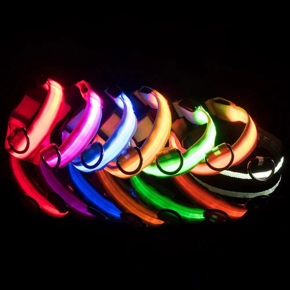 LED Pet Cat Dog Collar Night Safety Luminous Necklaces For Outdoor Walking