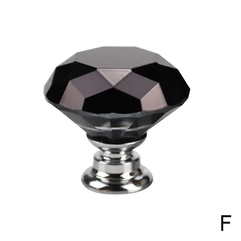 1 шт., 20 мм, прозрачная Алмазная форма, Хрустальная стеклянная ручка, ручка для шкафа, ящика, двери, Мебельная ручка - Цвет: black
