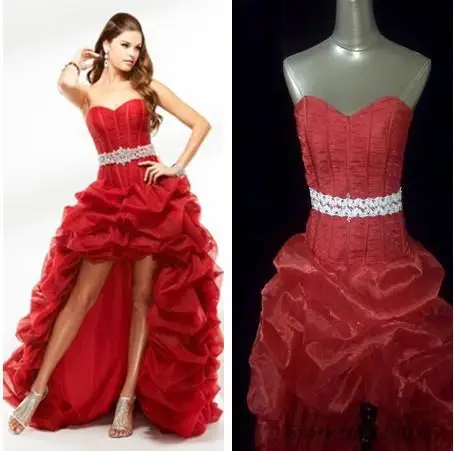 Hot Sale Real Image High Low Red Wedding Dresses 2014 Sweetheart ...