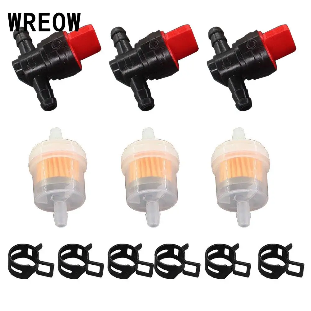 Lawn Mower Fuel Filter Lawn Mower Fuel System Kit - 3 Shut Off Valves, 3 Filters & 6 Clamps For 5/16", 1/4" & 3/16" Fuel Lines Lawn Mower Fuel Valve