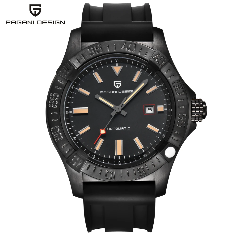PAGANI дизайнерские деловые механические часы для мужчин люксовый бренд натуральная кожа мужские автоматические часы мужские часы relogio masculino saat - Цвет: Black Orange