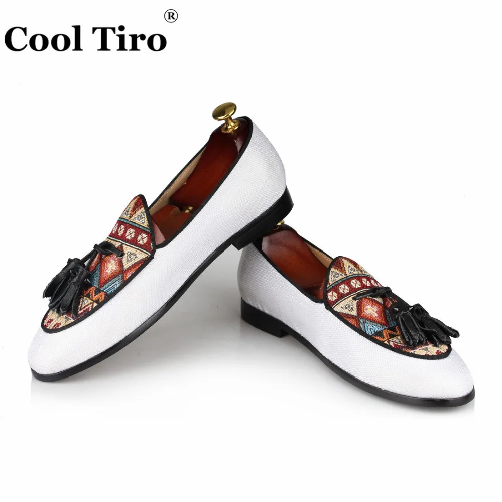 CANVAS LOAFERS WITH LEATHER TASSELS Ethnic style rough cotton (6)