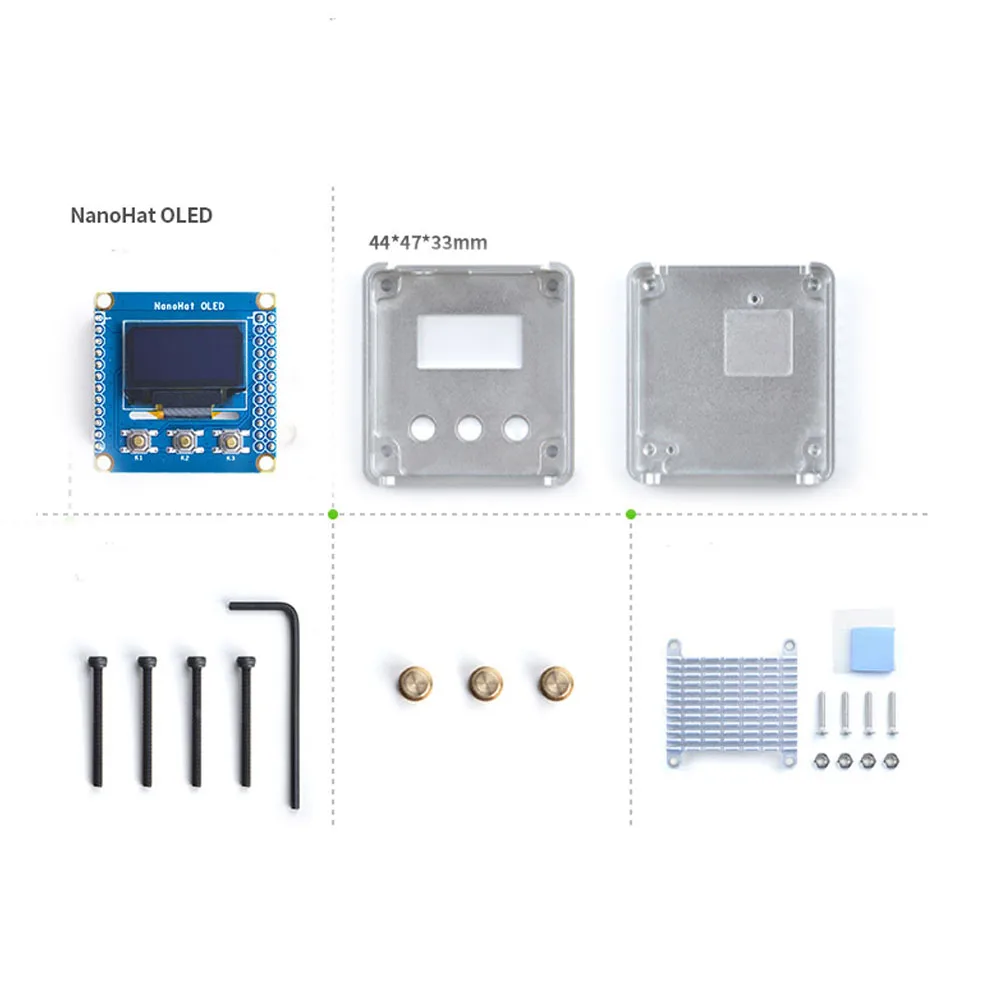 NanoPi NEO/NEO2 цельнометаллический алюминиевый корпус с oled-дисплеем NanoHat+ теплоотвод