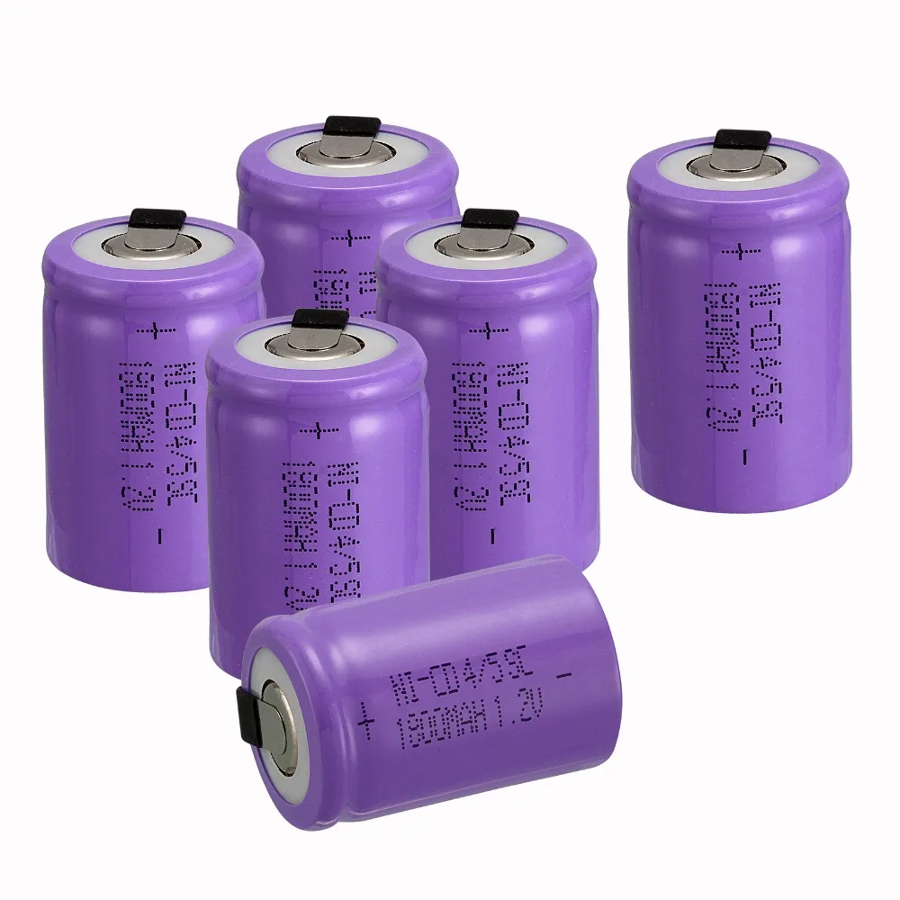 

new arrival 6 PCS Ni-Cd 4/5 SubC Sub C battery Rechargeable Battery 1.2V 1800mAh with purple Tab 3.3cm x 2.2cm