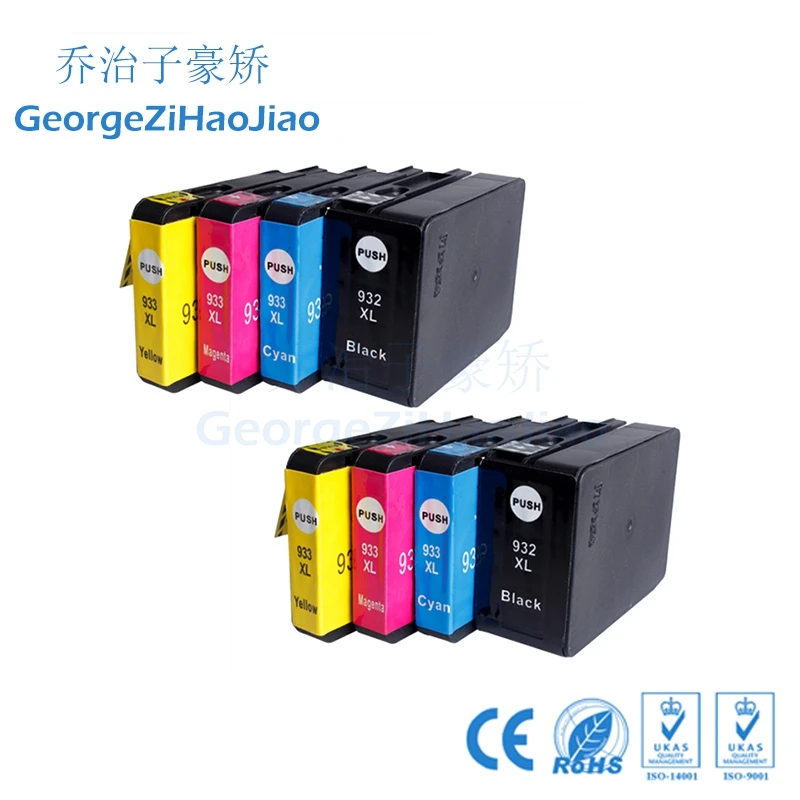 8 X Compatibel Inktpatroon voor hp 932 933 932XL 933XL Officejet 6100 6600 6700 7510 7512 7610 7612 с чипом|Чернильные