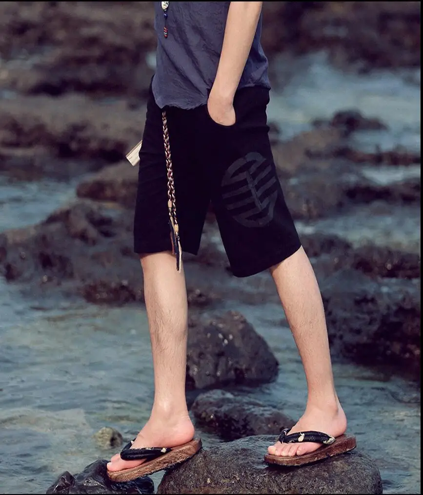 Новая мода повседневное жидкости брюки для девочек Винтаж Лен мужская одежда пляжные певец - Цвет: Черный