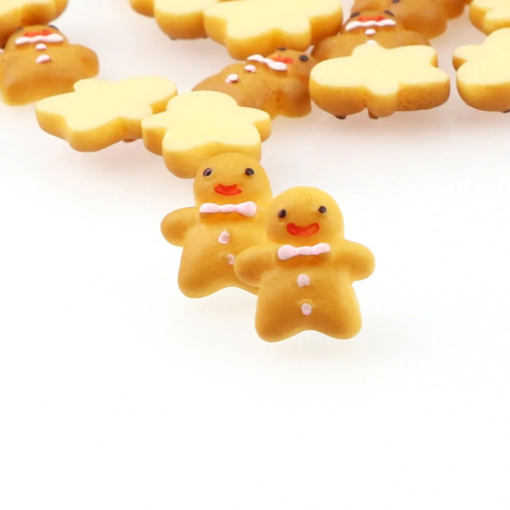 

10pcs Mini biscuit man 11*10mm Resin Phone Shell DIY Scrapbook Embellishment Craft Bows Christmas Tree decoration