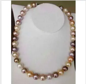 

free shipping gorgeous 12-13mm white pink purple multicolor pearl necklace 18inch