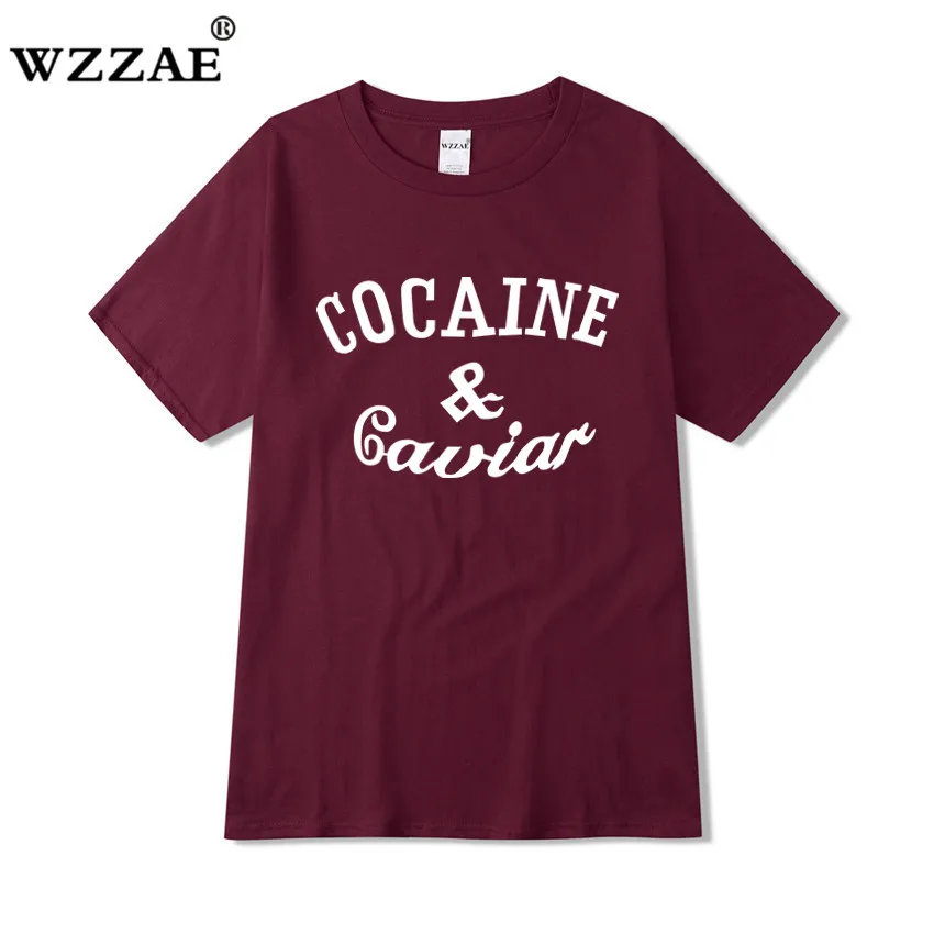 

WZZAE 2019 New COCAIN & CAVIAR Men's Short-sleeved Cotton T-shirt Men Bottoming Shirt Solid Color Casual O-Neck Male Tops & Tees
