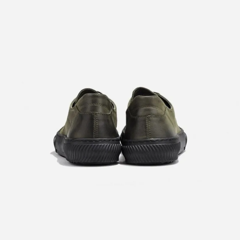 Cut black Couro De Exército Homme Army Green Up Flats Vintage Homens Sapatos Marca Trainer Do Sneakers Low Militar Verde Genuíno Mocassin Lace Luxo BwxqUY
